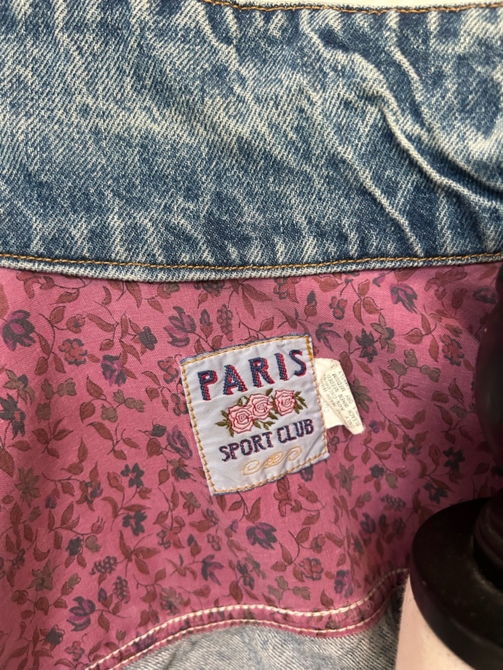 Vintage Paris Sports Club Denim Jacket Cropped 90s Women’s Size Small - Picture 3 of 10